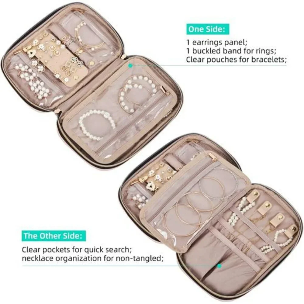 Travel jewelry organizer case storage bag for rings earrings necklaces bracelets